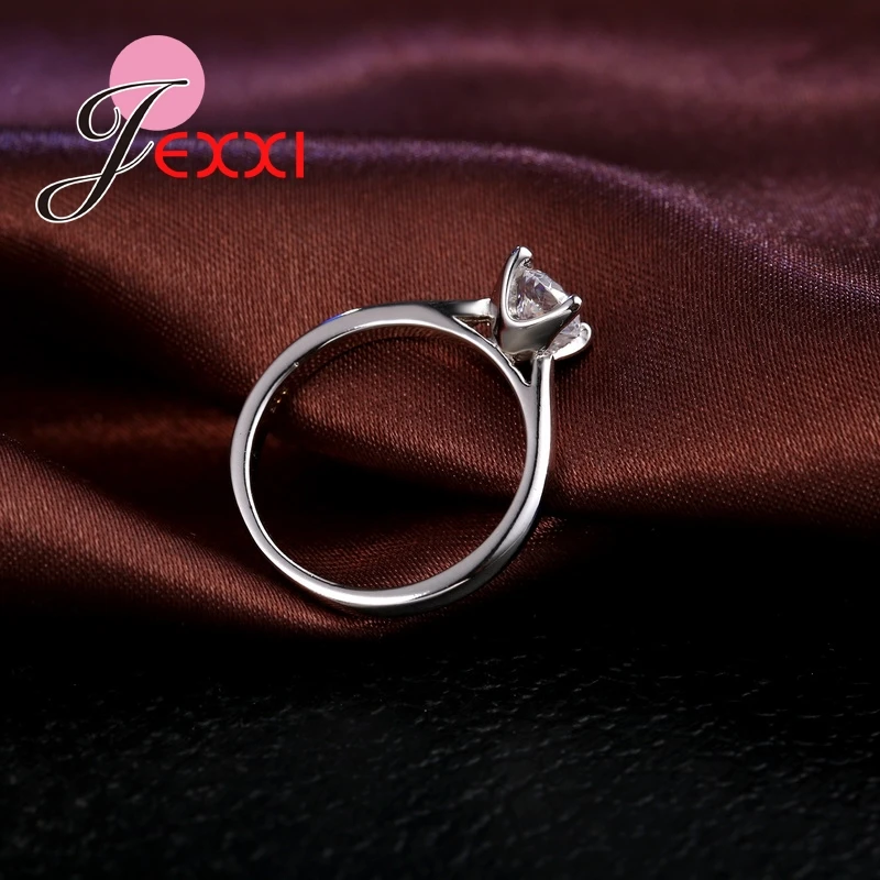 CharmingJewelry Fashion 925 Sterling Silver Rings Woman Lady CZ Crystal Lady Finger Ring