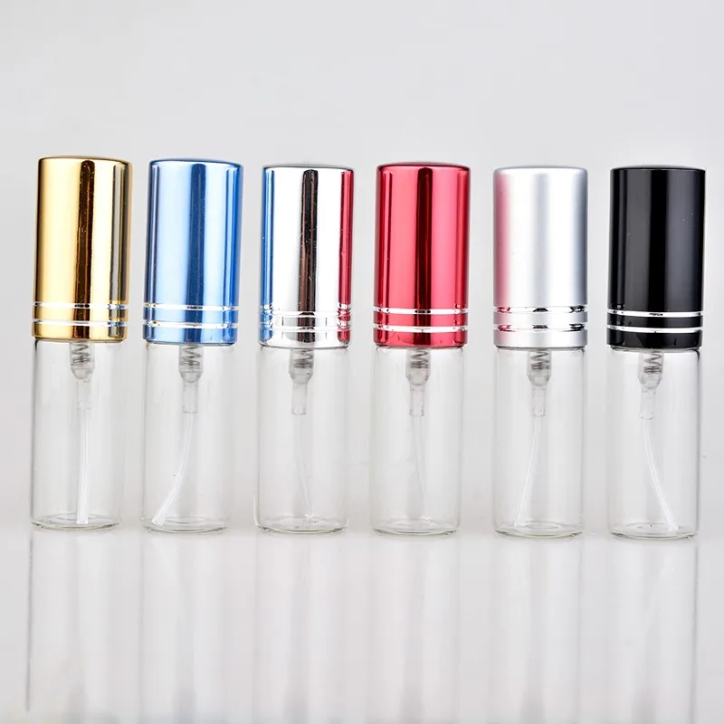 5ML Empty Refillable Portable Colorful Glass Perfume Spray Bottle With Aluminum Atomizer For Travel LX1264