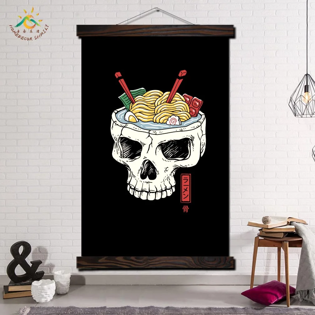 

Ramen Skull Brain Wall Art Canvas Prints Painting Frame Scroll Painting Hanging Poster Decorative Picture art print wall poster