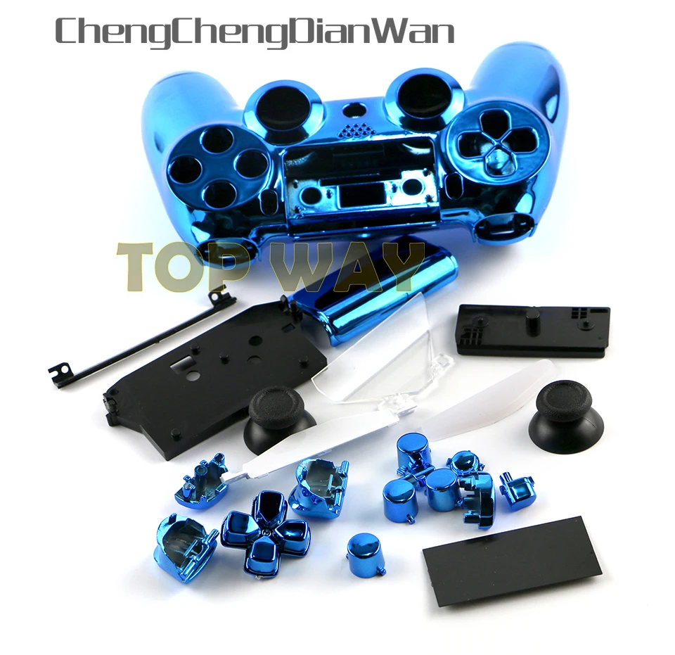 

ChengChengDianWan Chrome Plating Housing Shell Case Full Mod Kits for PlayStation 4 for PS4 Controller Parts Multicolors 10sets