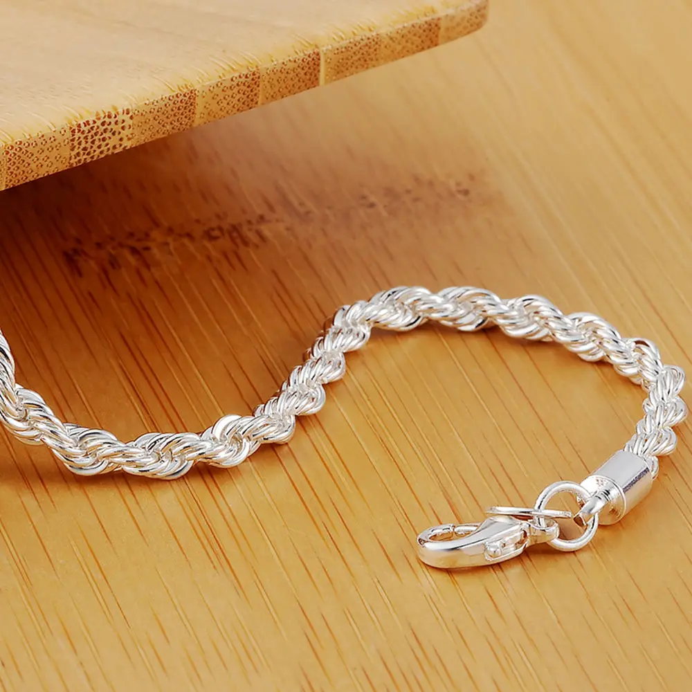 Beautiful fashion Elegant 925 Silver Plated Rope Lovely Bracelet Good quality Gorgeous jewelry H207 priced direct holiday gift