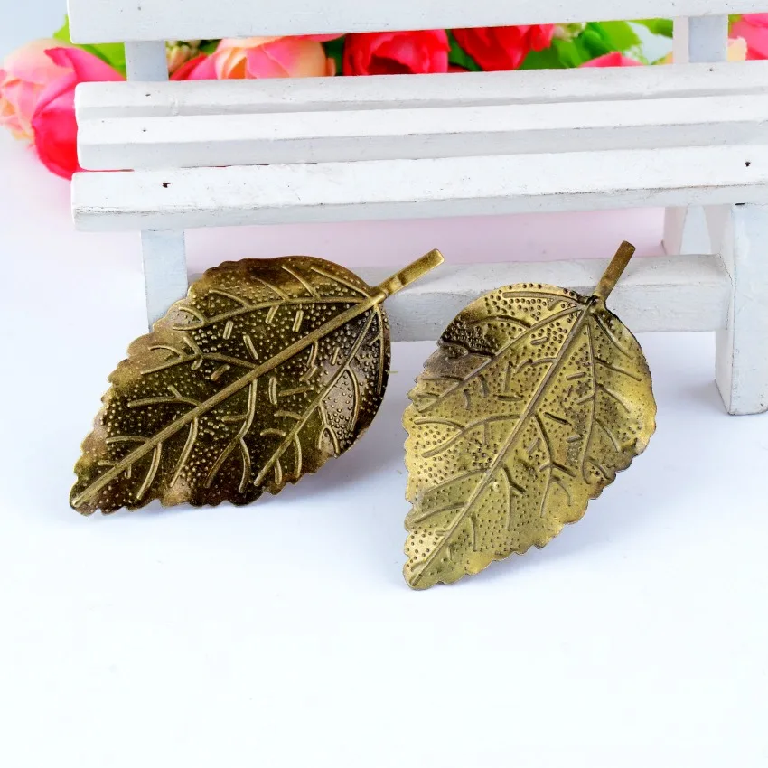 Free shipping 5Pcs Antique Bronze Filigree Leaf Connectors Embellishments Metal Crafts Decoration DIY Findings 6.6x3.3cm F0441