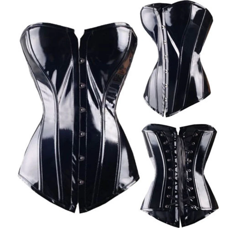 Moda donna corsetto Sexy sottoseno corsetti e bustini Body Shaper dimagrante PVC Lingerie vita Trainning top Steampunk