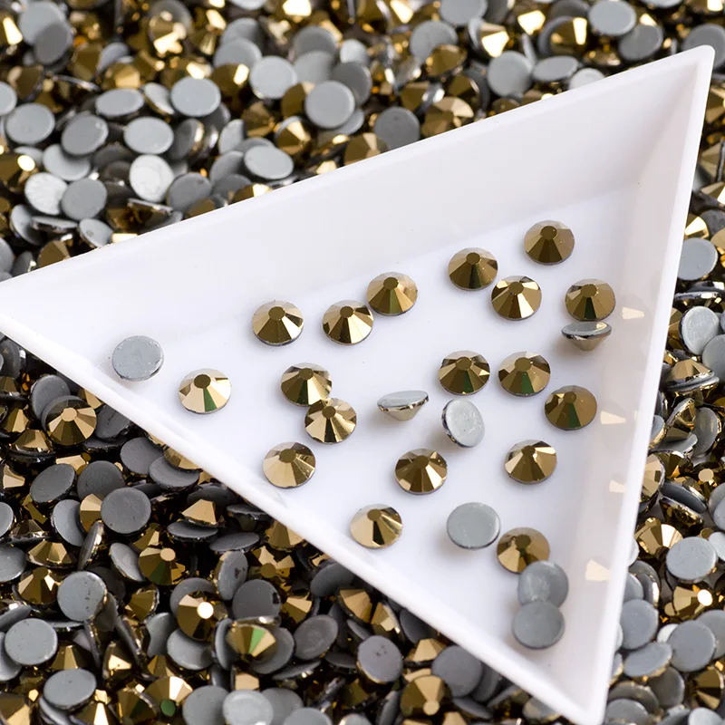 YANRUO Strass Gold Aurum Strass Hot Fix Kristall Goldene Farbe Hotfix Wärme Eisen auf Kleid Schuhe Glas Nähen Strass – Detail 5
