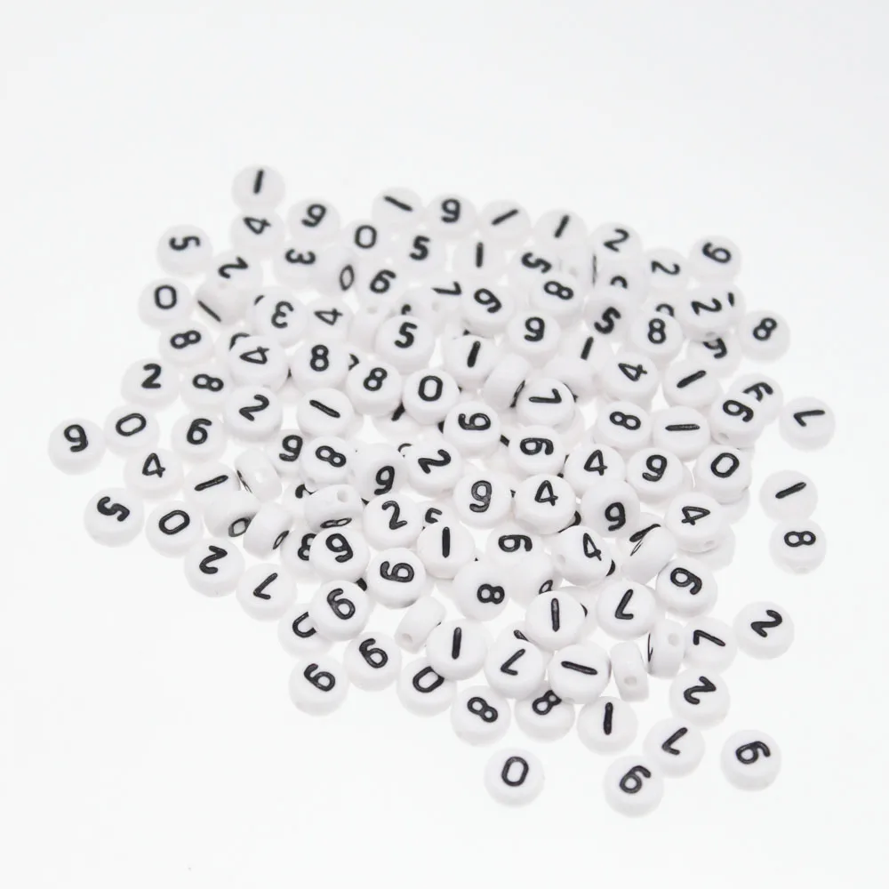 CHONGAI 200Pcs Acrylic Numbers Spacer Beads For Jewelry Making 7mm Multiple Colors To Choose