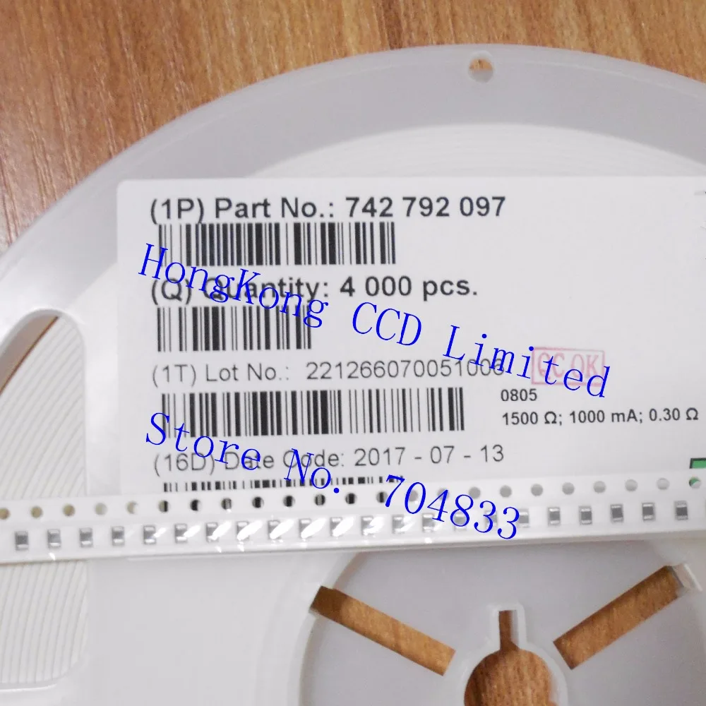 

40000pcs/lot 742792097 FERRITE BEAD 1.5K OHM 0805