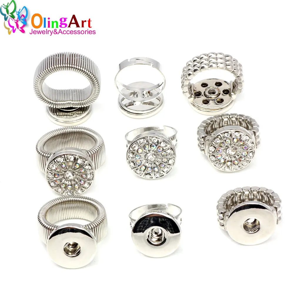 OlingArt 18MM 3pcs/lot Adjustable Snap Button Finger Rings For Snap Button DIY Charms Jewelry Making