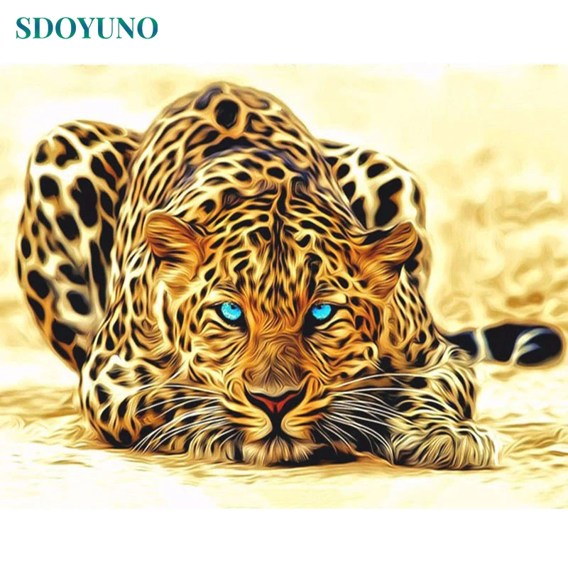 SDOYUNO Frame DIY Painting By Numbers Kits Leopard Animals Paint By Number Hand Painted Unique Gift Painting & Calligraphy Art