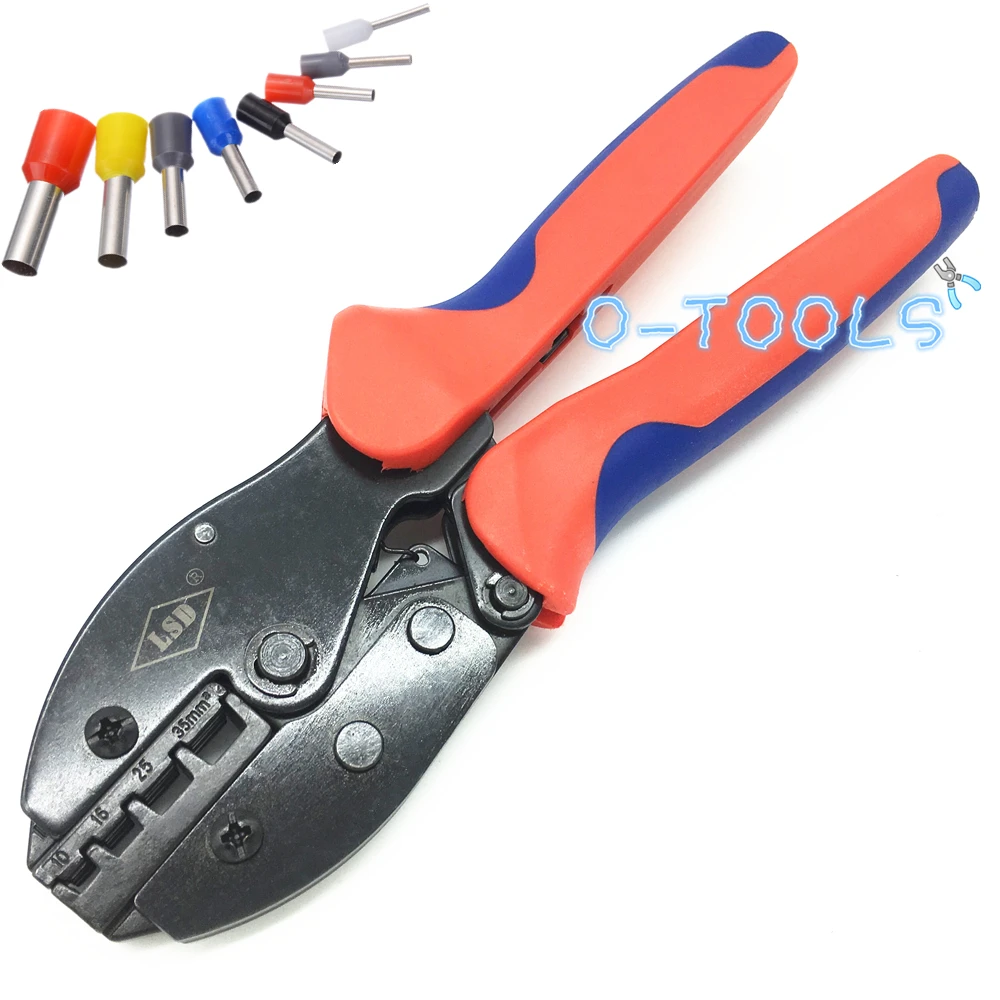 

LY-1035GF High Quality Hand Crimping Tools for crimping wire-end ferrules 10,16,25,35mm2 8-2AWG Ratchet Pliers crimper