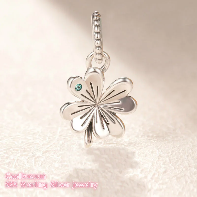 

Spring 100% 925 Sterling Silver Lucky Four-Leaf Clover Pendant Charm beads Fits Original Pandora bracelets Jewelry Making