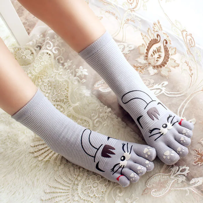 Lovely Lady Five Finger Socks High Quality Cotton Comfortable 5 Toe Socks With Separate Toes Japan Kawaii Novelty Cat Socks