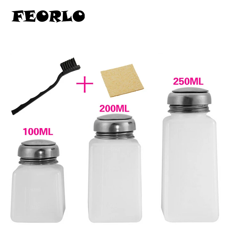 

FEPRLO 100ML +200ml +250ML ESD Plastic Alcohol Bottle Solder Flux Bottle +1pcs Antistatic Brush+1pcs yellow sponge