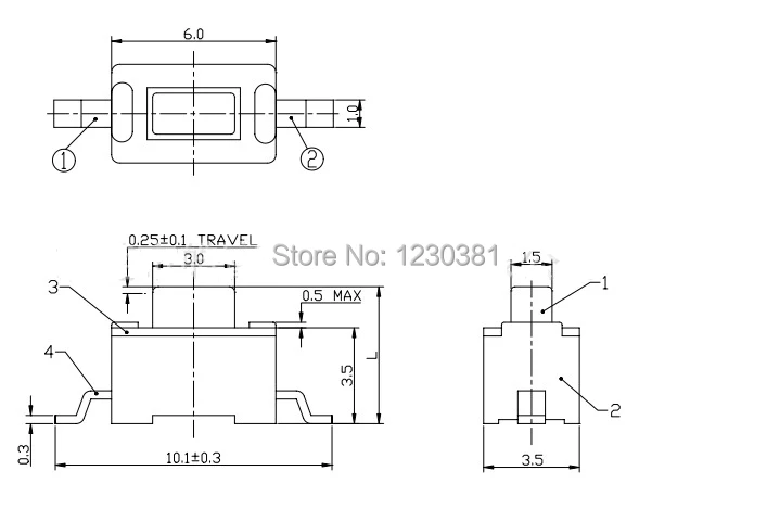 100Pcs/lot 3x6x4.3mm Button SMD Micro Push Button Tactile Tact Electronic mini Switch Taster schalter