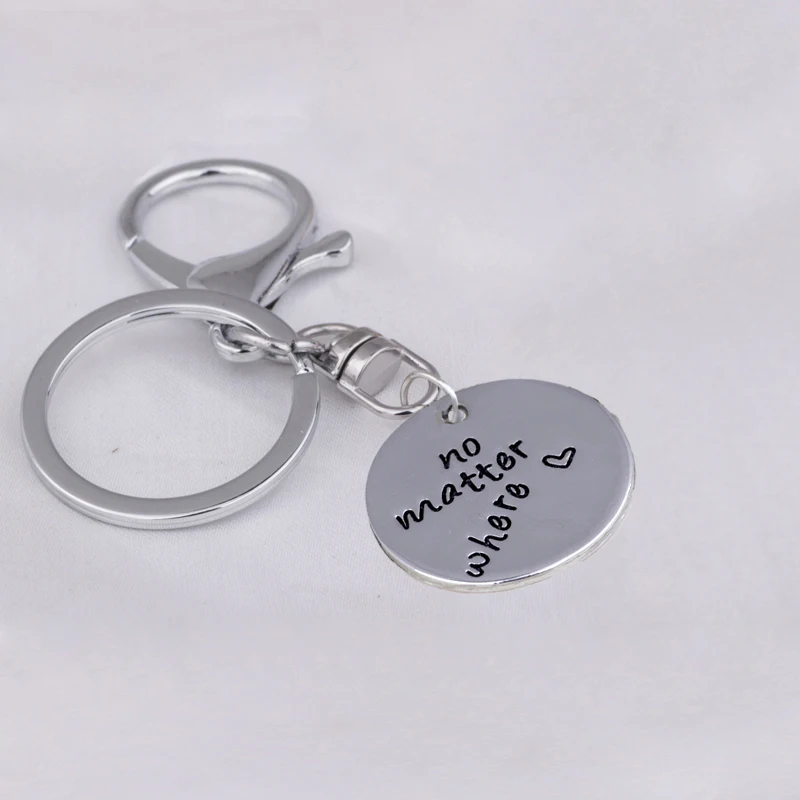 K016 Inspirational Key Chain No matter where heart symbol pendant Key Rings Metal Keychain Jewelry lobster clasp Key Holder