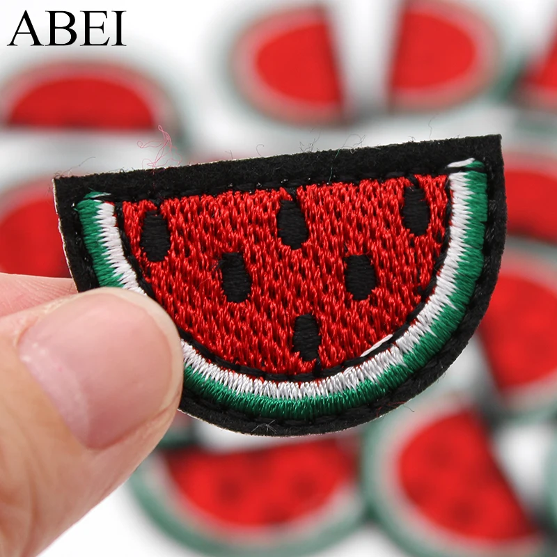 10pcs/lot Cartoon watermelon Patch Iron-on Embroidered fruit stickers DIY Appliques Handmade Pacthwork Garment Accessories