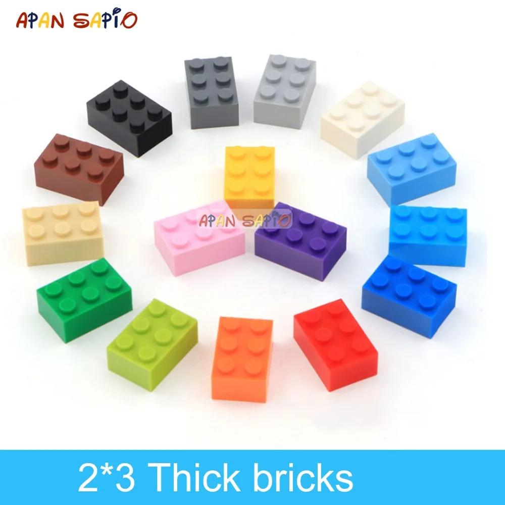 

40pcs DIY Building Blocks Thick Figures Bricks 2x3 Dots Educational Creative Size Compatible With 3002 Plastic Toys for Children