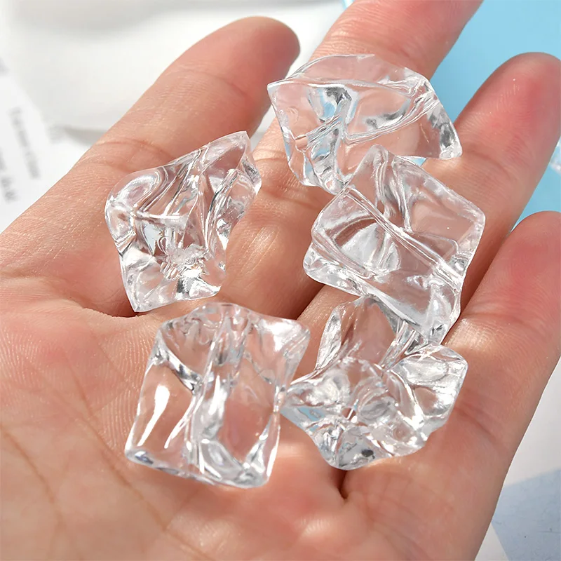 

New style 100pcs/lot Straight hole transparent cartoon ice cube shape resin beads diy jewelry earring/garment accessory