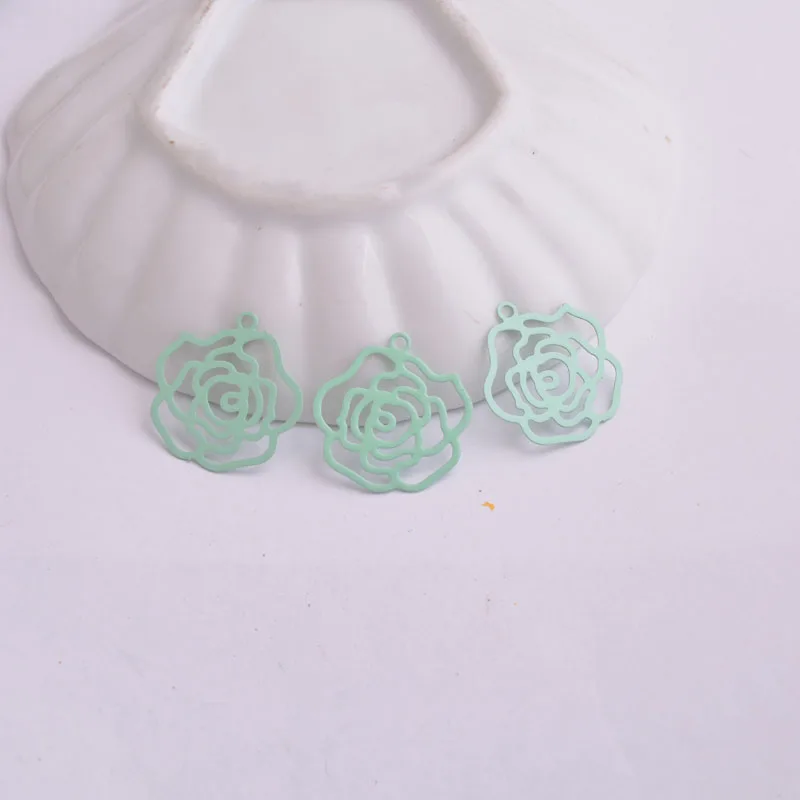 50 Stück AC2817 Messing Schwarze Blumenanhänger 20mm Kupferanhänger DIY Schmuckherstellung – Detail 5