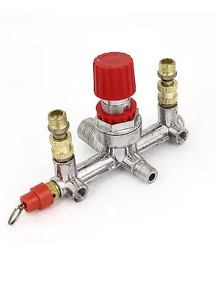 Air Compressor 1/4 BSP Male Dual Outlet Tube Pressure Regulator Valve Fitting