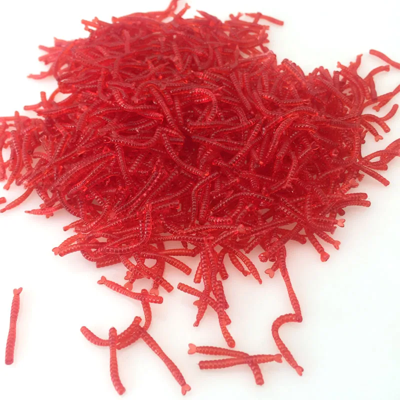 200pcs/Lot Fishy Smell Red Worm Soft Silicone Bait Shrimp Flavor Additives Fishing Lures Artificial Lure Carp Bass Isca Tackle