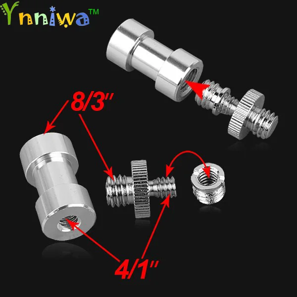 

3 in 1 Chrome-plated steel 1/4" 3/8" Screw 3/8" Spigot Stud Convert Adapter Kit for SLR Camera Tripod