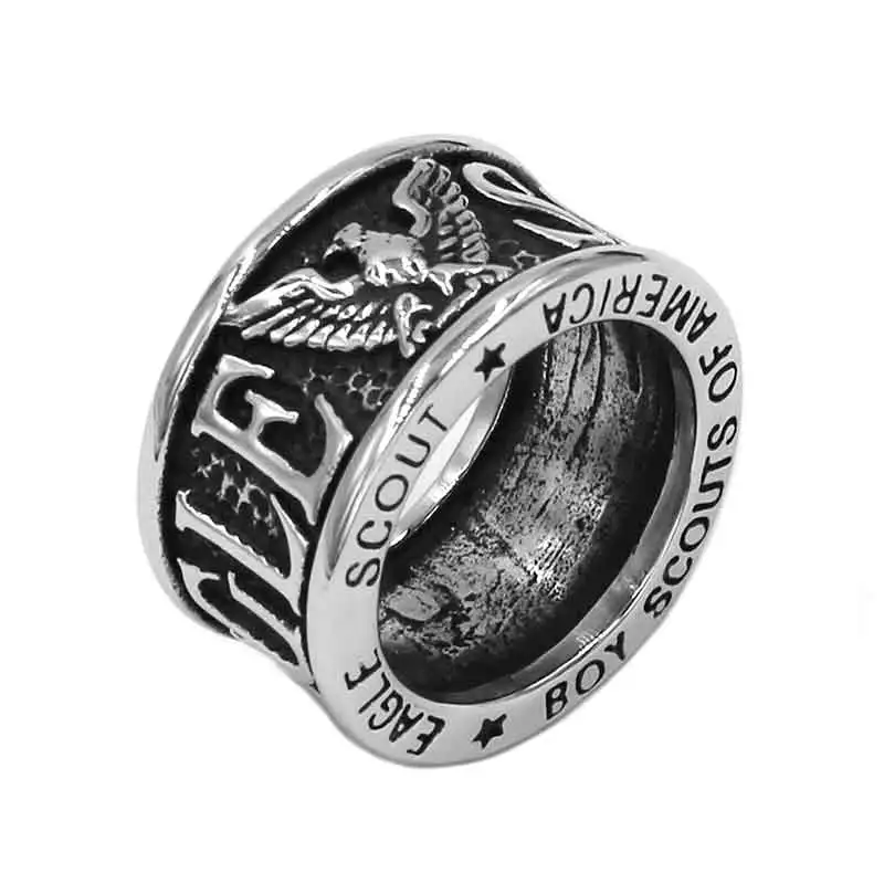 Wholesale Eagle Scout Ring Stainless Steel Jewelrys Classic Biker Ring Military Mens Ring 915B