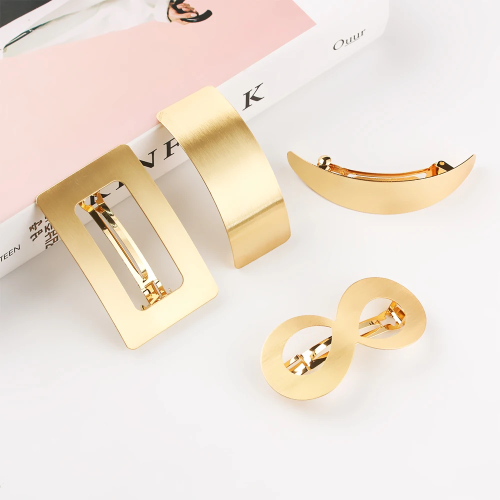 2024 European/American Style Metal Gold Woman Girl Hair Styling Hair Clip Barrettes Lazy Wind Geometry Hair clip Accessories