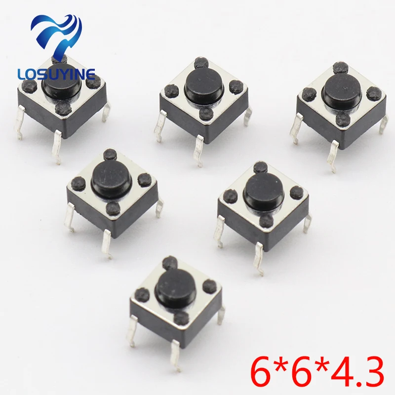 50 sztuk/partia 6x6x4.3MM 4PIN G89 dotykowy takt Push Button mikroprzełącznik bezpośredni wtyczka Self-reset DIP Top miedź