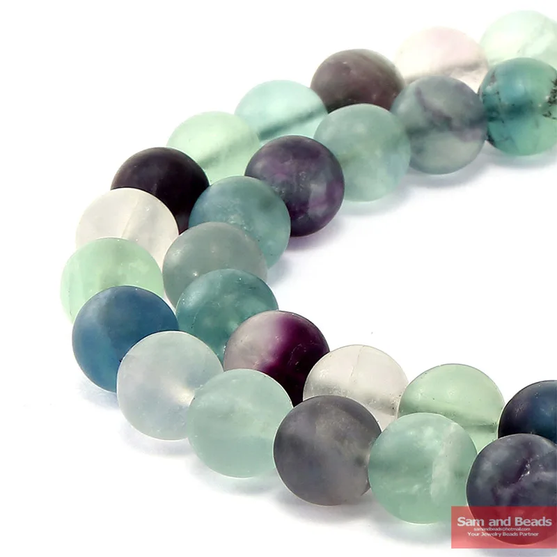 

Natural Stone Dull Polish Matte Colorful Fluorite Round loose stone jewelry Beads 16" Pick Size 6 8 10 12mm MCFB01