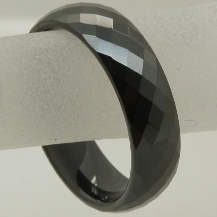 forever classic 7mm width multi facet  black  hi-tech scratch proof ceramic ring 1pc