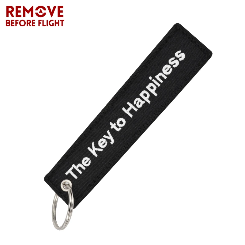 100PCS Remove Before Flight Fashion Chaveiro The Key to Happiness Bijoux Luggage Tag Embroidery Bag Charm Motorcycles Key Ring