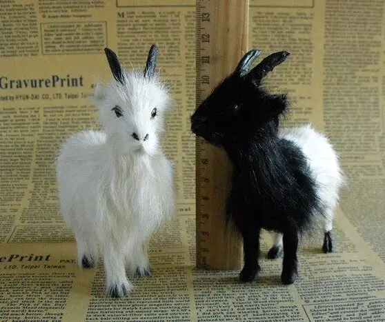 Standing Sheep Model 13x12cm Polyethylene & Furs Handicraft Figurine Home Decoration Gift