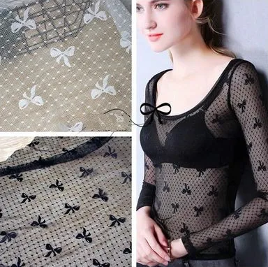 1.5 m wide quality skin-friendly mesh yarn bow point elastic lace fabric DIY wedding primer accessories