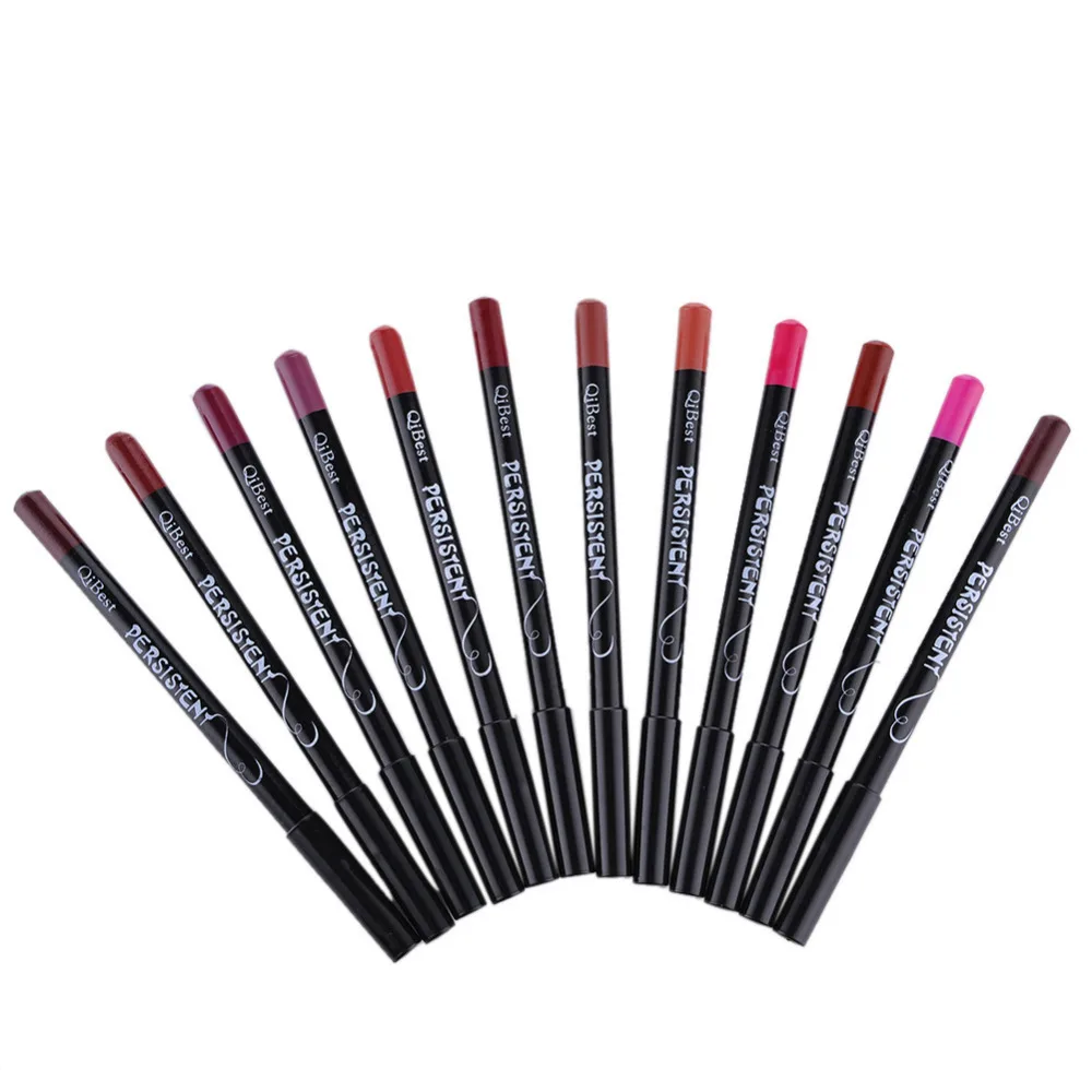 12 Stks/set Professionele Matte Lip Liner Potlood Set Waterdichte Langdurige Glad Natuurlijke Lipliner Pen Make-Up Cosmetische Gereedschap Kit