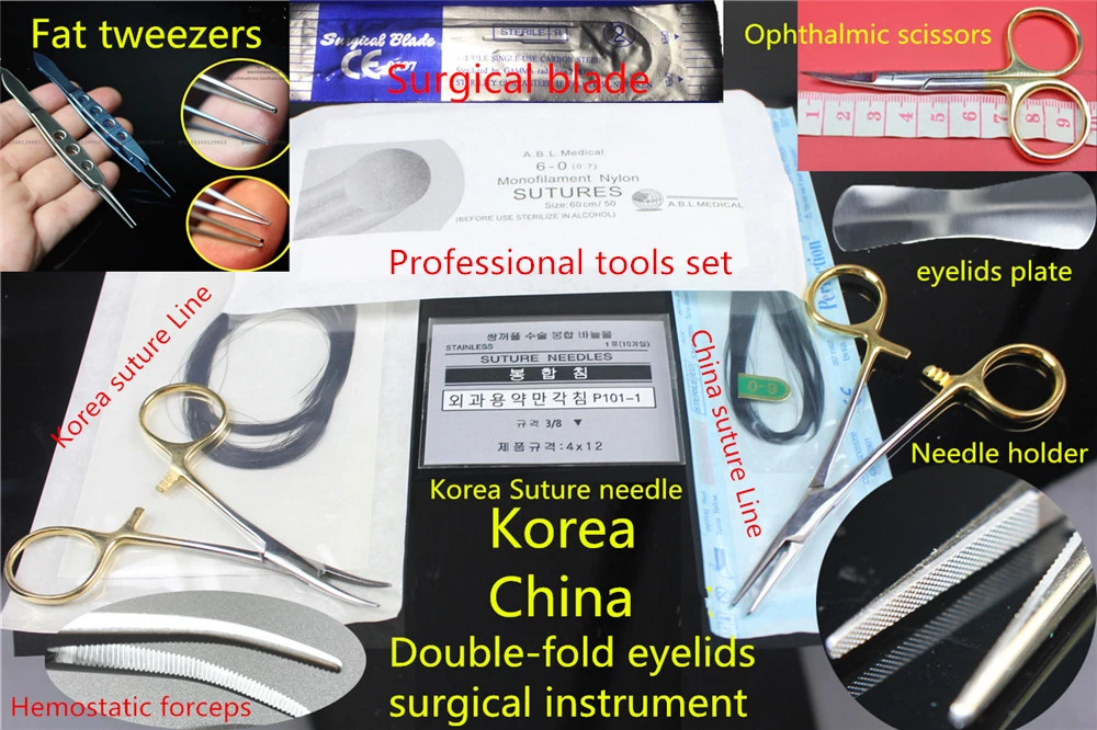 

medical Double-fold eyelids Makeup instrument Card needle line Fat tweezer holder forcep Cosmetology tool kit Professional set