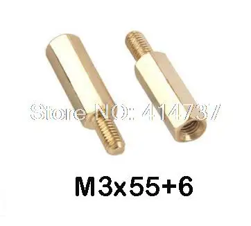 

Brass Screws 200Pcs/lot High Quality M3*55 Male to Female Brass Standoff Spacer Thread Lengten 6mm