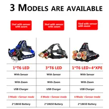 Sensor LED Headlamp 5 T6 Waterproof Rechargeable #3
