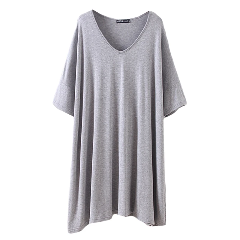 

Summer Sexy Sleepwear V-Collar Nightdress Modal Nightgown Women Sleep Night Dress Solid Nightshirt Homewear Nighty Clothes