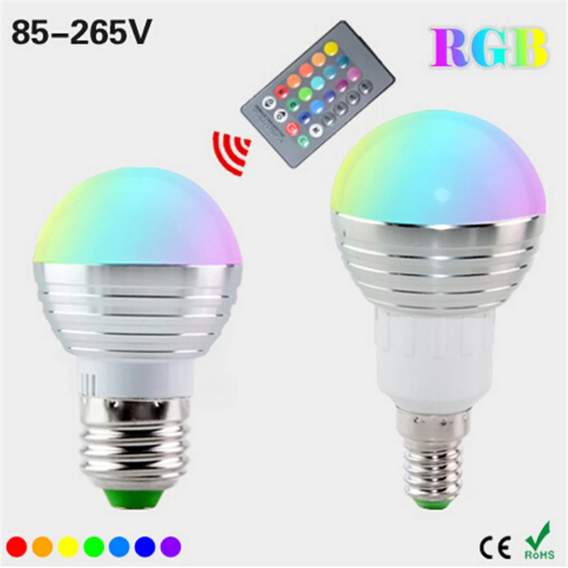 

110V 220V E27 E14 RGB LED bulb 16 Color Magic LED Night Light Lamp Dimmable Stage Light 24key Remote Control holiday Decorative