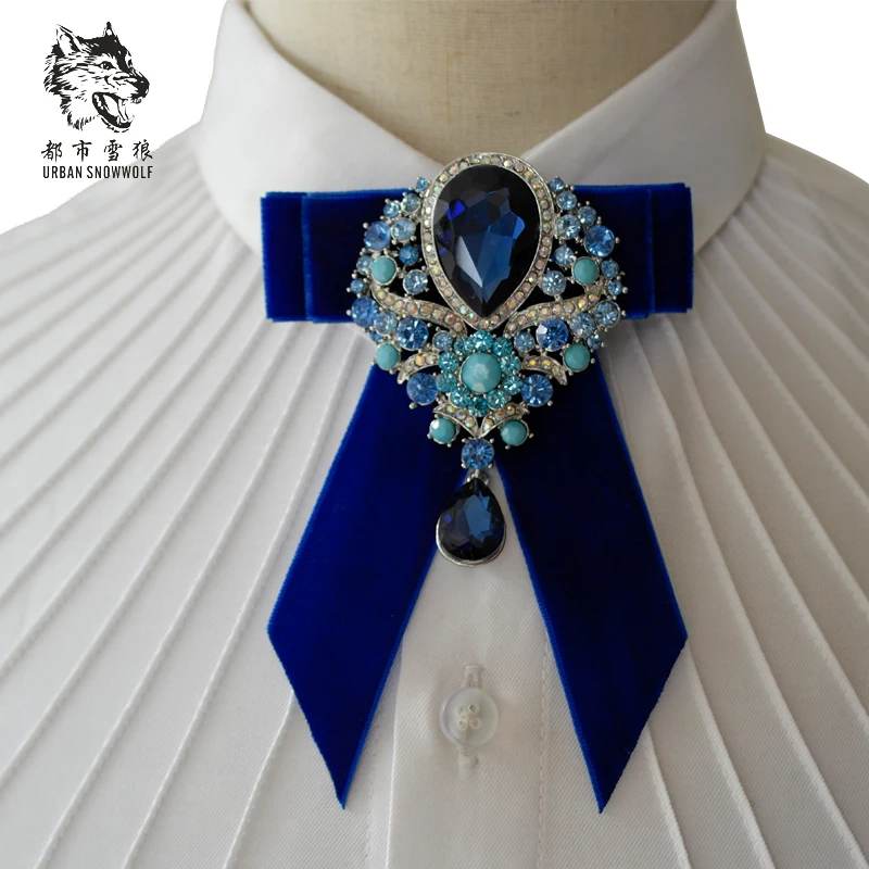 New Free Shipping fashion Men's male groom wedding diamond treasure velvet collar tie luxury nightclub MC host stage Headdress