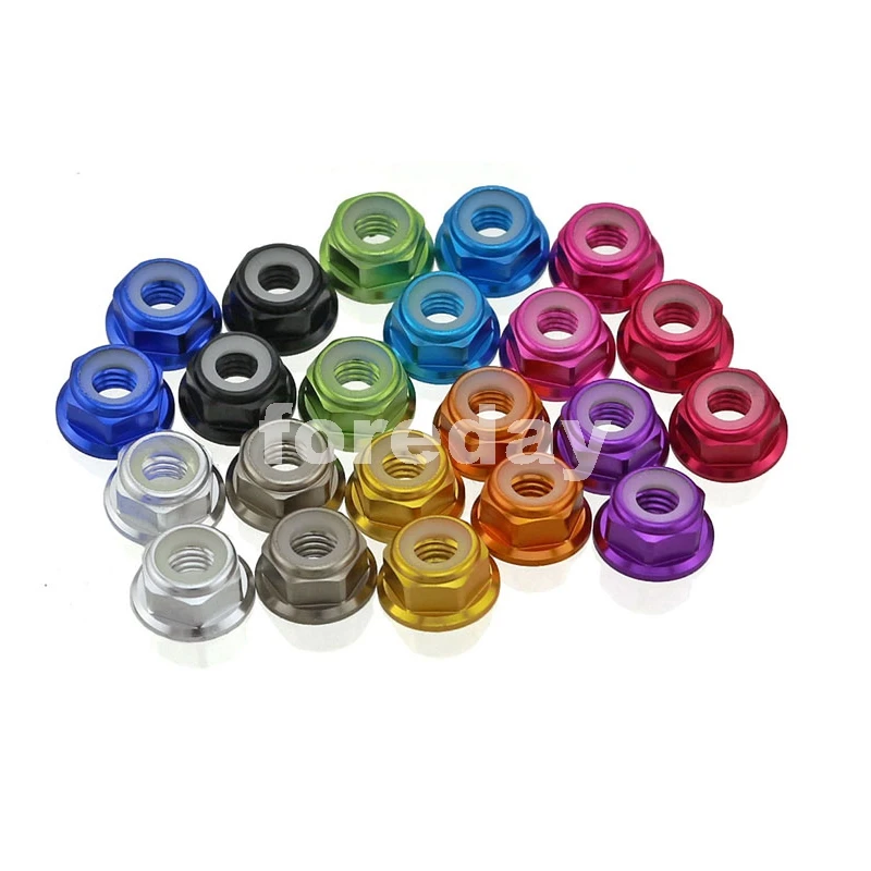 5PCS 2MM Nylon Insert Lock Nuts (Nyloc) Hex Flange Nut Aluminum M2 Multi-Color Anodic oxidation GB 1LOT=5PCS *BT880-890