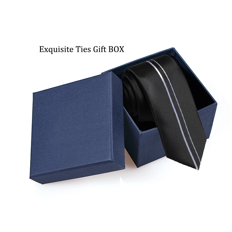 Fashion Business Black Red Striped Ties for Men 5.5cm Slim Necktie Designer Brand Skinny Men’s Work Interview Ties with Gift