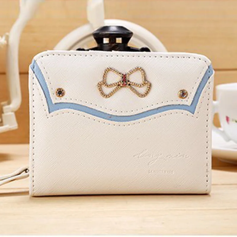 Hot Selling Women Wallet Monedas Coin Purses of Bow Wallet Candy Color Wallet Women Short Cute Mini Coin Purse Carteras