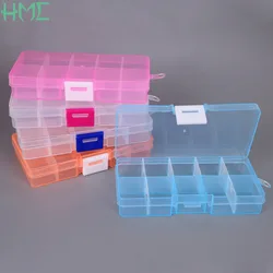 10 Slots Adjustable Transparent Jewelry Storage Box Ring Earring Drug Pill Beads Portable Plastic Organizer Case Travel Bins