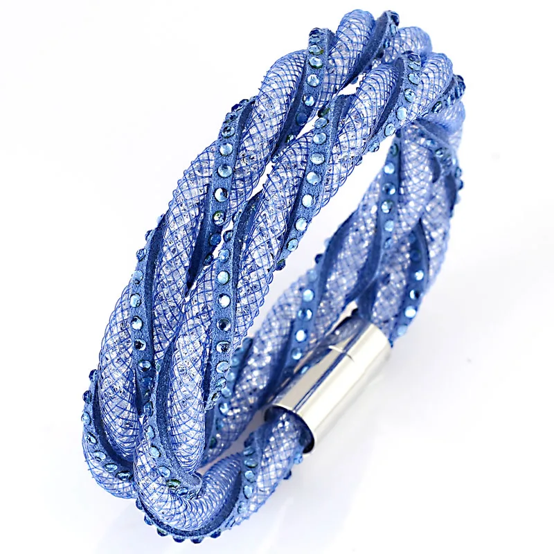 Miasol Double Wrap Rhinestone Full Resin Crystal Magnetic Clasp Girls Bracelets For Women Jewelry Gifts