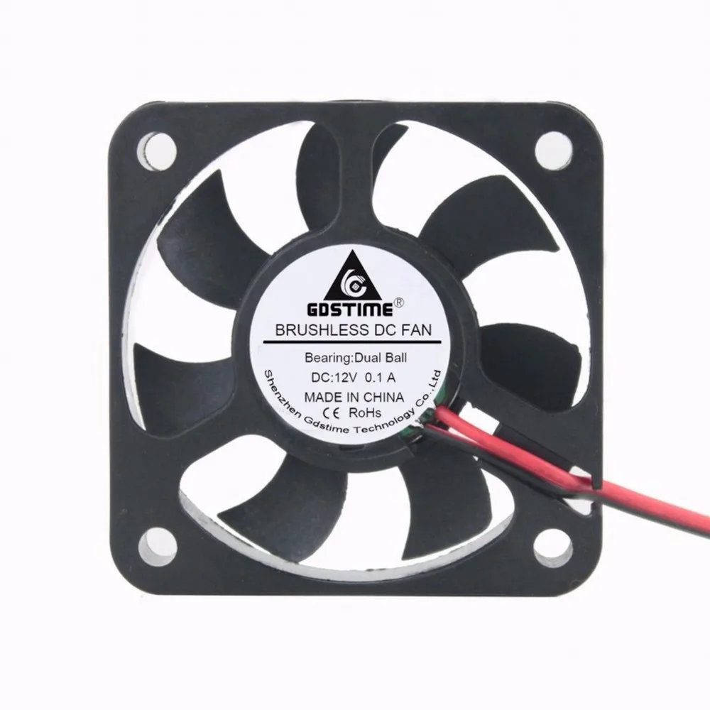 2 ชิ้น Gdstime 12 โวลต์ 50x50x10 มิลลิเมตร Cooling พัดลม 50 มิลลิเมตร x 10 มิลลิเมตร Dual Ball DC Brushless PC Cooler หม้อน้ำ 5 เซนติเมตร 5010 2Pin 5010