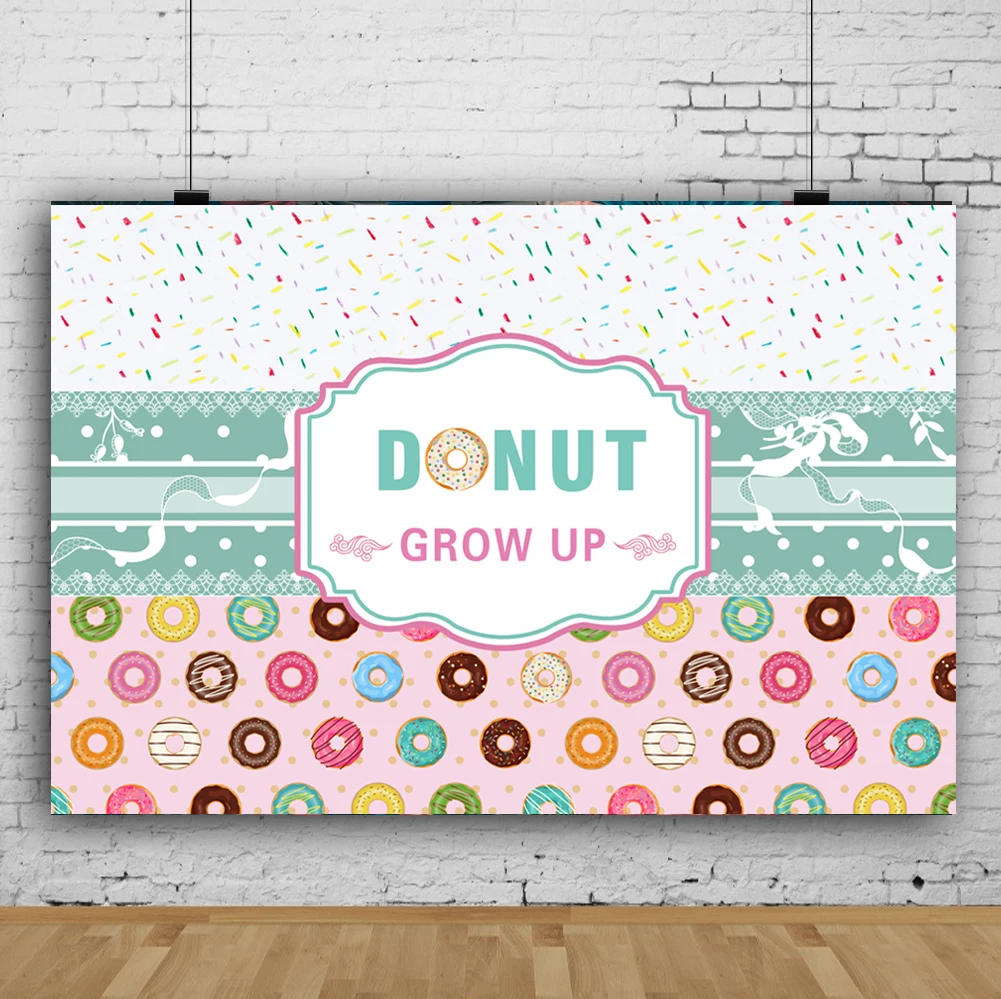 BEIPOTO Donut Grow Up Baby Shower Party Decorations Photo Studio Background Girl Princess Banner Photography Backdrops  Picture