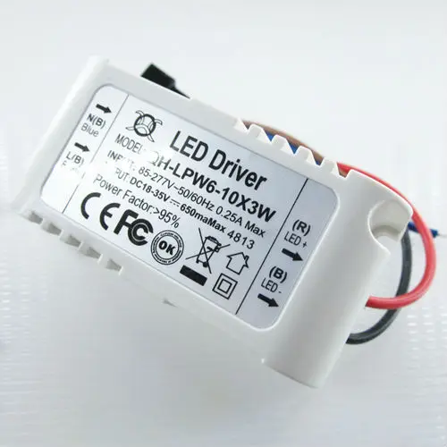 10pcs/lot 6-10x3W 600mA LED Driver For Ceiling Light Lamps 85-277V 6x3W 7x3W 8x3W 9x3W 10x3W External Transformer