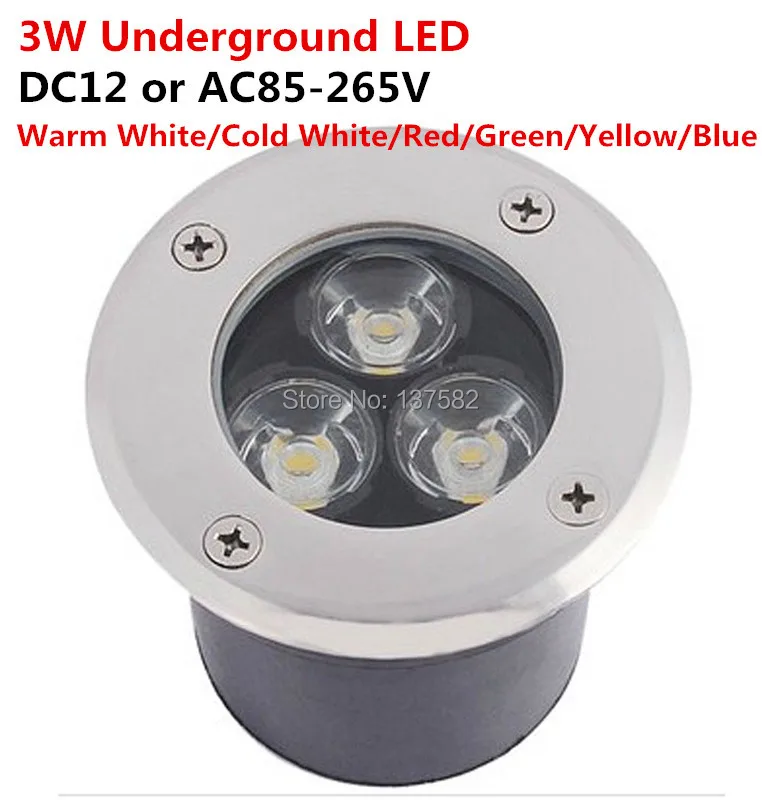 

Buried LED Underground Lamp 3*1W LED Floor Recessed Lighting Lamp DC12V or AC85-265V Warm White/Cold White/Red/Green/Blue/Yellow