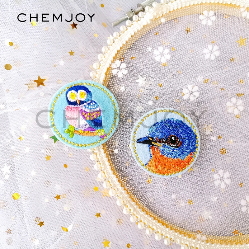 Owl Blue Bird Vintage Patch for Clothes Ironing on Embroidery Applique for Jacket Jeans Clothing Stickers Badges for Shoes Bags